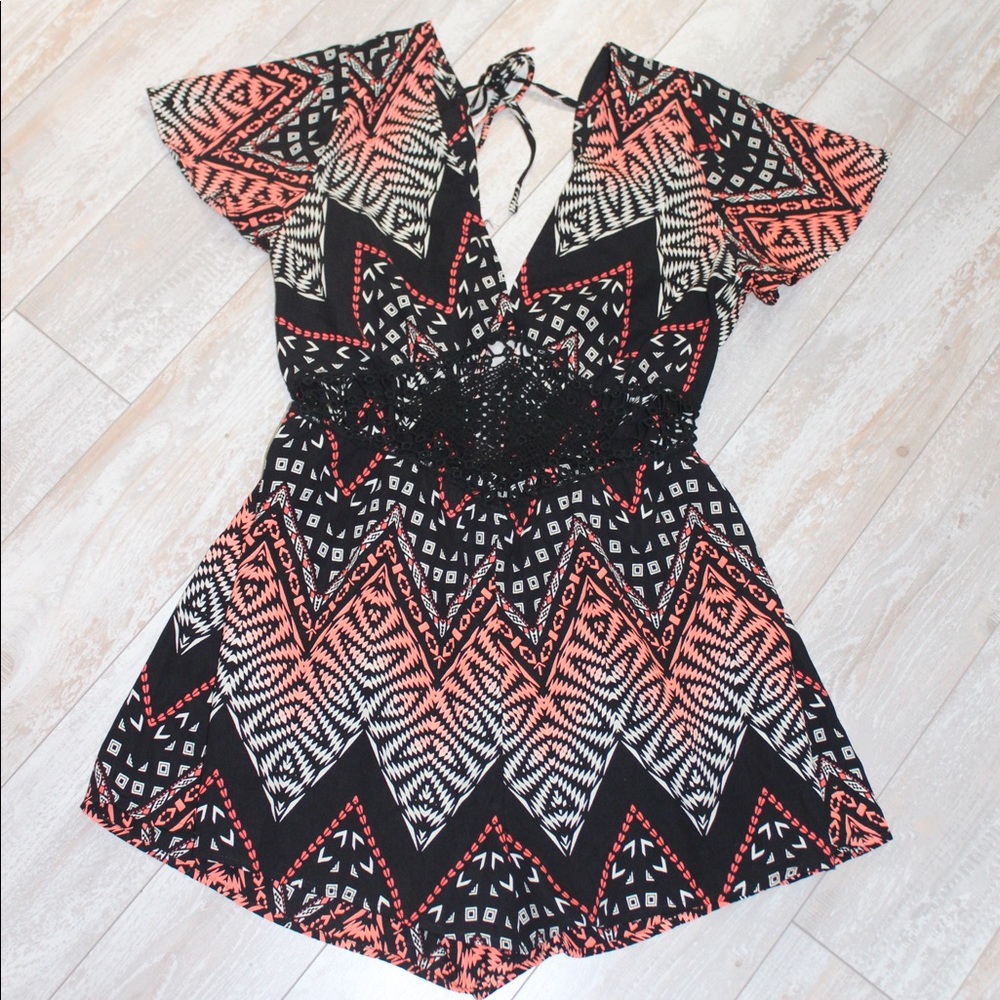 Deep v back romper